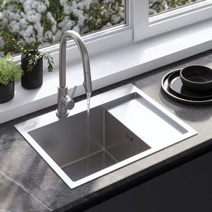 REA REA - Oceľový drez Fín BRUSH NICKEL s kuchynskou batériou KPL-96012 vyobraziť