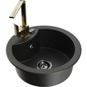 MEXEN/S MEXEN/S - Diego granitový drez 1-miska vrátane batérie Rita, čierny/zlatý metalik 6512-75-670300-50-B vyobraziť