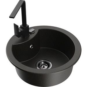 MEXEN/S MEXEN/S - Diego granitový drez 1-miska vrátane batérie Rita, čierny/zlatý metalik 6512-75-670300-70-B vyobraziť