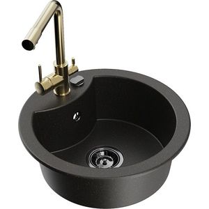 MEXEN/S MEXEN/S - Diego granitový drez vrátane batérie Duero, čierna/zlatá metalik 6512-75-671600-50-B vyobraziť