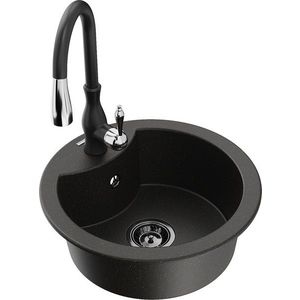 MEXEN/S MEXEN/S - Diego granitový drez 1-miska vrátane batérie Savita, čierna/zlatá metalik 6512-75-672601-70-B vyobraziť