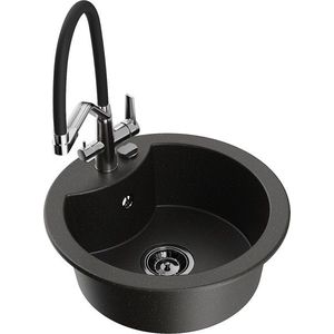 MEXEN/S MEXEN/S - Diego granitový drez 1-miska vrátane batérie Duo, čierna/zlatá metalik 6512-75-671701-07-B vyobraziť