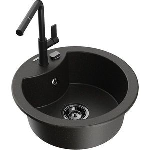 MEXEN/S MEXEN/S - Diego granitový drez 1-miska vrátane batérie Flora, čierna/zlatá metalik 6512-75-670401-70-B vyobraziť