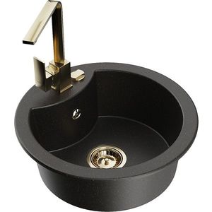 MEXEN/S MEXEN/S - Diego granitový drez 1-miska vrátane batérie Rita, čierny/zlatý metalik 6512-75-670300-50 vyobraziť
