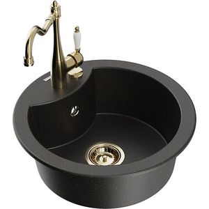 MEXEN/S MEXEN/S - Diego granitový drez 1-miska vrátane batérie Carla, čierna/zlatá metalik 6512-75-670700-50 vyobraziť