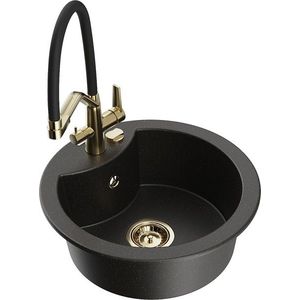 MEXEN/S MEXEN/S - Diego granitový drez 1-miska vrátane batérie Duo, čierna/zlatá metalik 6512-75-671701-57-G vyobraziť