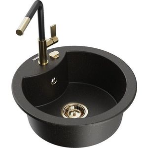 MEXEN/S MEXEN/S - Diego granitový drez 1-miska vrátane batérie Flora, čierna/zlatá metalik 6512-75-670401-57-G vyobraziť