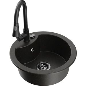 MEXEN/S MEXEN/S - Diego granitový drez 1-miska vrátane batérie Elia, čierna/zlatá metalik 6512-75-670101-70-B vyobraziť