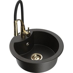 MEXEN/S MEXEN/S - Diego granitový drez 1-miska vrátane batérie Aster, čierna/zlatá metalik 6512-75-73450-57-G vyobraziť