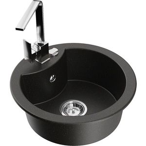 MEXEN/S MEXEN/S - Diego granitový drez 1-miska vrátane batérie Rita, čierny/zlatý metalik 6512-75-670300-00 vyobraziť