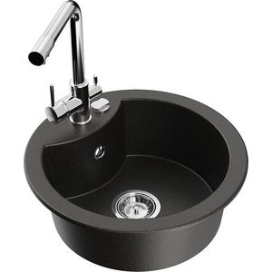 MEXEN/S MEXEN/S - Diego granitový drez 1-miska vrátane batérie Duero, čierna/zlatá metalik 6512-75-671600-00 vyobraziť