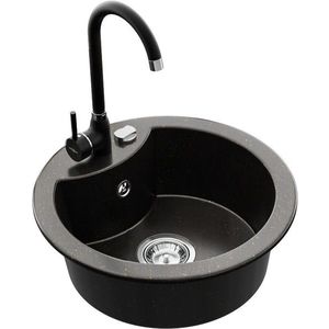 MEXEN/S MEXEN/S - Diego granitový drez 1-miska vrátane batérie Telma, čierna/zlatý 6512-75-670200-70 vyobraziť