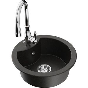 MEXEN/S MEXEN/S - Diego granitový drez 1-miska vrátane batérie Savita, čierna/zlatá metalik 6512-75-672601-00 vyobraziť