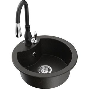 MEXEN/S MEXEN/S - Diego granitový drez 1-miska vrátane batérie Savita, čierna/zlatá metalik 6512-75-672601-70 vyobraziť