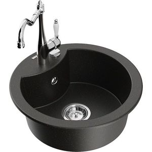 MEXEN/S MEXEN/S - Diego granitový drez 1-miska vrátane batérie Carla, čierna/zlatá metalik 6512-75-670700-00 vyobraziť