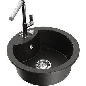 MEXEN/S MEXEN/S - Diego granitový drez 1-miska vrátane batérie Flora, čierna/zlatá metalik 6512-75-670401-00 vyobraziť