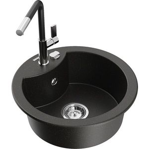 MEXEN/S MEXEN/S - Diego granitový drez 1-miska vrátane batérie Flora, čierna/zlatá metalik 6512-75-670401-07 vyobraziť