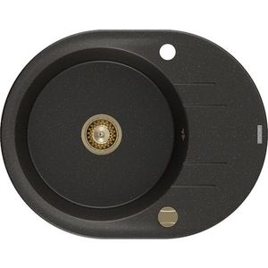 MEXEN/S MEXEN/S - Kevin granitový drez 1 s odkvapkávačom 586x458 mm, čierna/zlatý metalik, + zlatý sifón 6517581005-75-G vyobraziť