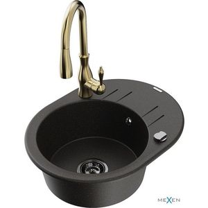 MEXEN/S MEXEN/S - Kevin granitový drez 1 s odkvapkávačom vrátane batérie Savita, čierna/zlatá metalik 6517-75-672601-50-B vyobraziť