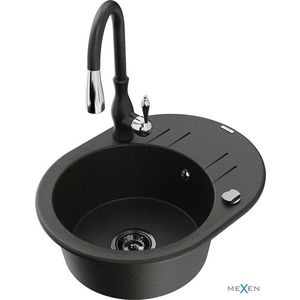 MEXEN/S MEXEN/S - Kevin granitový drez 1 s odkvapkávačom vrátane batérie Savita, čierna/zlatá metalik 6517-75-672601-70-B vyobraziť