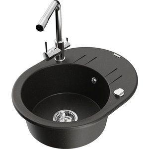 MEXEN/S MEXEN/S - Kevin granitový drez s odkvapkávačom vrátane batérie Duero, čierna/zlatá metalik 6517-75-671600-00 vyobraziť