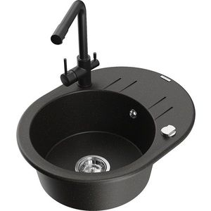 MEXEN/S MEXEN/S - Kevin granitový drez s odkvapkávačom vrátane batérie Duero, čierna/zlatá metalik 6517-75-671600-70 vyobraziť