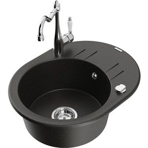 MEXEN/S MEXEN/S - Kevin granitový drez 1-miska s odkvapkávačom vrátane batérie Carla, čierna/zlatá metalik 6517-75-670700-00 vyobraziť