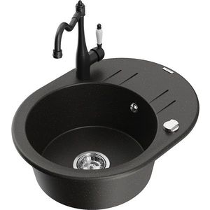 MEXEN/S MEXEN/S - Kevin granitový drez 1-miska s odkvapkávačom vrátane batérie Carla, čierna/zlatá metalik 6517-75-670700-70 vyobraziť