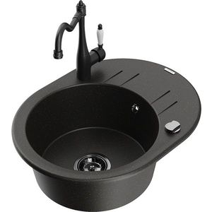 MEXEN/S MEXEN/S - Kevin granitový drez 1-miska s odkvapkávačom vrátane batérie Carla, čierna/zlatá metalik 6517-75-670700-70-B vyobraziť