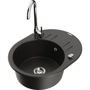 MEXEN/S MEXEN/S - Kevin granitový drez s odkvapkávačom vrátane batérie Telma, čierna/zlatá metalik 6517-75-670200-00 vyobraziť