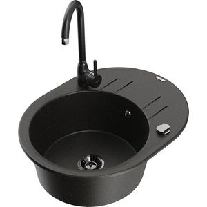 MEXEN/S MEXEN/S - Kevin granitový drez s odkvapkávačom vrátane batérie Telma, čierna/zlatá metalik 6517-75-670200-70-B vyobraziť