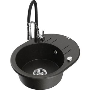 MEXEN/S MEXEN/S - Kevin granitový drez s odkvapkávačom vrátane batérie Aster, čierna/zlatá metalik 6517-75-73450-07 vyobraziť