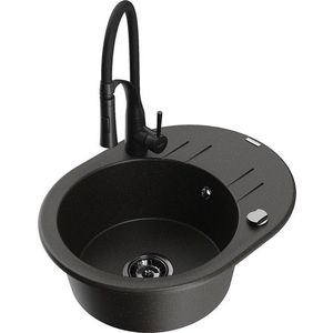 MEXEN/S MEXEN/S - Kevin granitový drez s odkvapkávačom vrátane batérie Aster, čierna/zlatá metalik 6517-75-73450-70-B vyobraziť