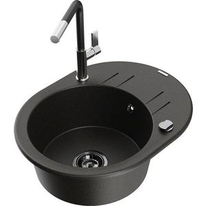 MEXEN/S MEXEN/S - Kevin granitový drez 1-miska s odkvapkávačom vrátane batérie Flora, čierna/zlatá metalik 6517-75-670401-07-B vyobraziť