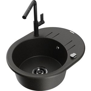 MEXEN/S MEXEN/S - Kevin granitový drez 1-miska s odkvapkávačom vrátane batérie Flora, čierna/zlatá metalik 6517-75-670401-70-B vyobraziť