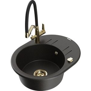 MEXEN/S MEXEN/S - Kevin granitový drez 1-miska vrátane batérie Duo, čierna/zlatá metalik 6517-75-671701-57-G vyobraziť