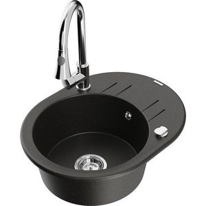 MEXEN/S MEXEN/S - Kevin granitový drez 1 s odkvapkávačom vrátane batérie Elia, čierna/zlatá metalik 6517-75-670101-00 vyobraziť