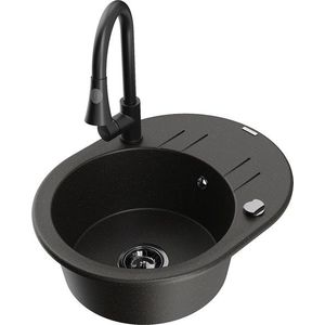 MEXEN/S MEXEN/S - Kevin granitový drez 1 s odkvapkávačom vrátane batérie Elia, čierna/zlatá metalik 6517-75-670101-70-B vyobraziť