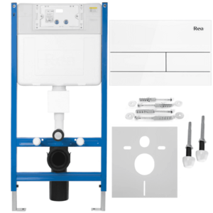 REA/S - Podomietkový WC systém K011A-Q + tlačidlá T White Glass KPL-E0052 vyobraziť