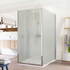 Mereo Sprchovací kút, Lima, obdĺžnik do priestoru U, trojdiel., zasun., 80x90x80 cm, chróm ALU, sklo Point CK89662K vyobraziť