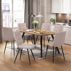 Jedálenský stôl 140x80 BERGEN dub + 6 stoličiek BERGEN béžová vyobraziť
