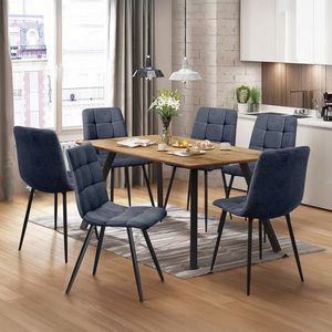 Jedálenský stôl 140x80 BERGEN dub + 6 stoličiek BERGEN sivá vyobraziť