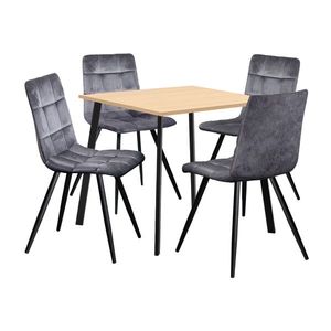 Jedálenský stôl 80x80 BERGEN dub + 4 stoličky BERGEN sivý zamat vyobraziť