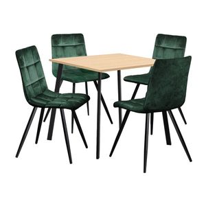 Jedálenský stôl 80x80 BERGEN dub + 4 stoličky BERGEN zelený zamat vyobraziť