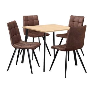 Jedálenský stôl 80x80 BERGEN dub + 4 stoličky BERGEN hnedé mikrovlákno vyobraziť
