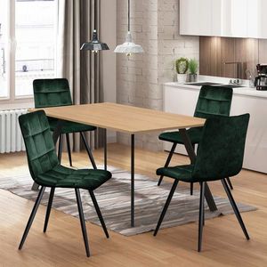 Jedálenský stôl 120x80 BERGEN dub + 4 stoličky BERGEN zelený zamat vyobraziť