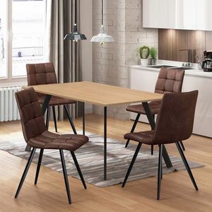 Jedálenský stôl 120x80 BERGEN dub + 4 stoličky BERGEN hnedé mikrovlákno vyobraziť