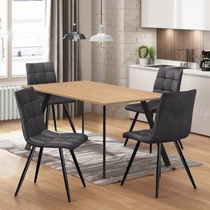 Jedálenský stôl 120x80 BERGEN dub + 4 stoličky BERGEN sivé mikrovlákno vyobraziť