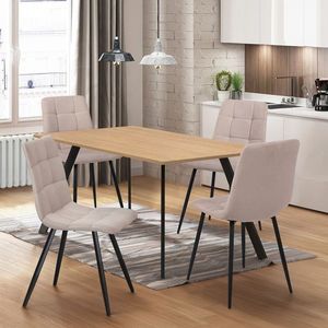 Jedálenský stôl 120x80 BERGEN dub + 4 stoličky BERGEN béžová vyobraziť