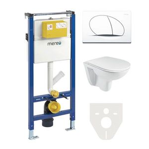 Mereo WC set - Rimless WC, modul pre sadrokartón, biele oválne tlačidlo MM02SETR vyobraziť